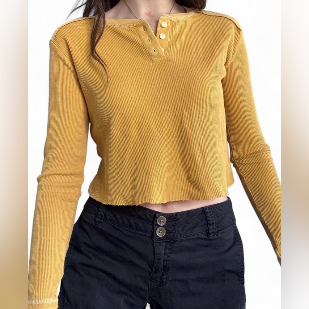 Wild Fable Mustard Ribbed Crop Top Size L